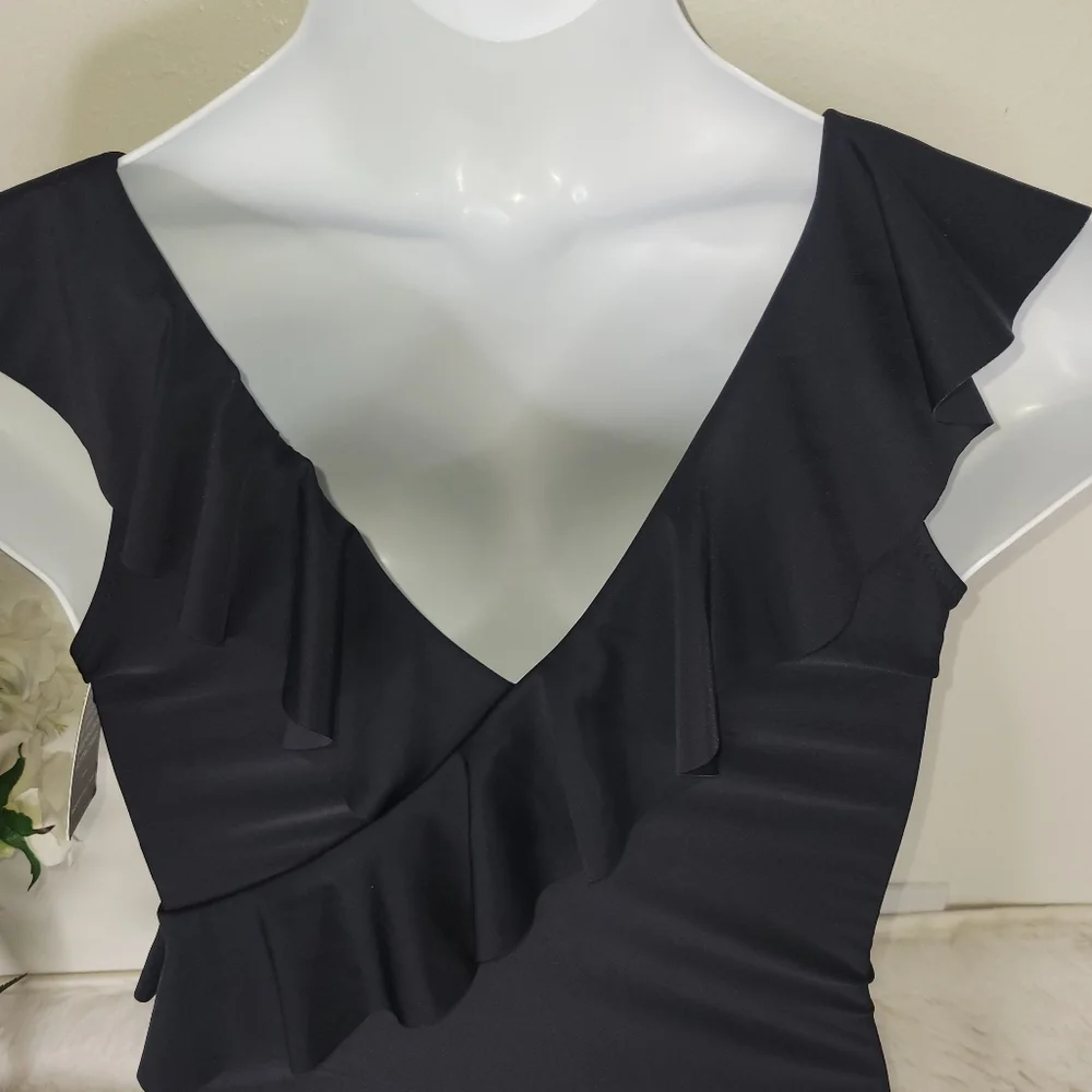 Black Ruffled One-Piece Swimsuit - Picture 4 of 13